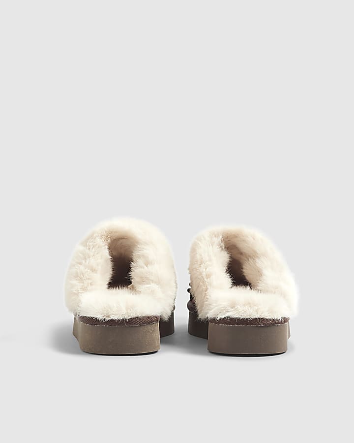 Brown Sequin Mule Slippers