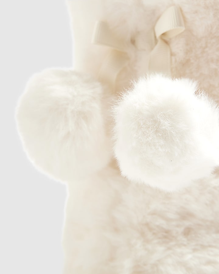Cream Faux Fur Boot Slippers