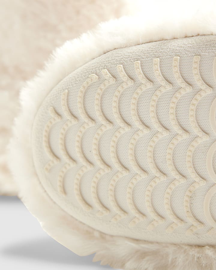Cream Faux Fur Boot Slippers