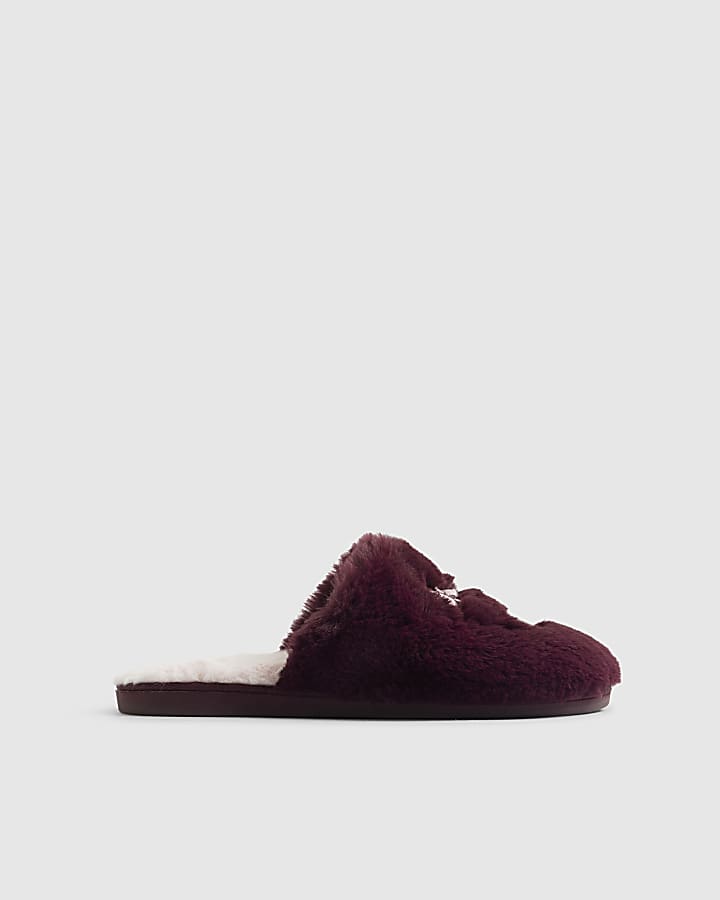 Red Embroidered Mule Cherry Slippers