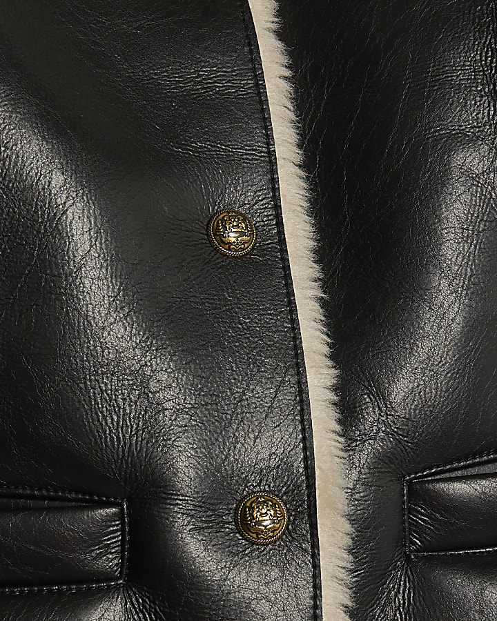 Black Faux Leather Trophy Jacket