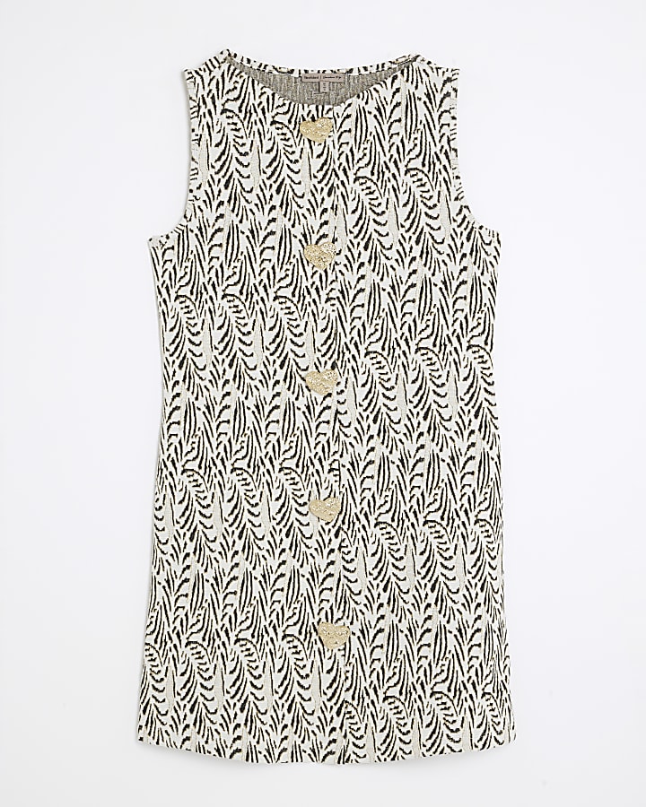 White Sleeveless Jacquard Mini Shift Dress
