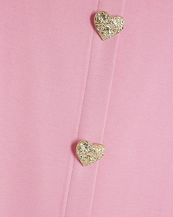 Pink Sleeveless Heart Button Mini Shift Dress