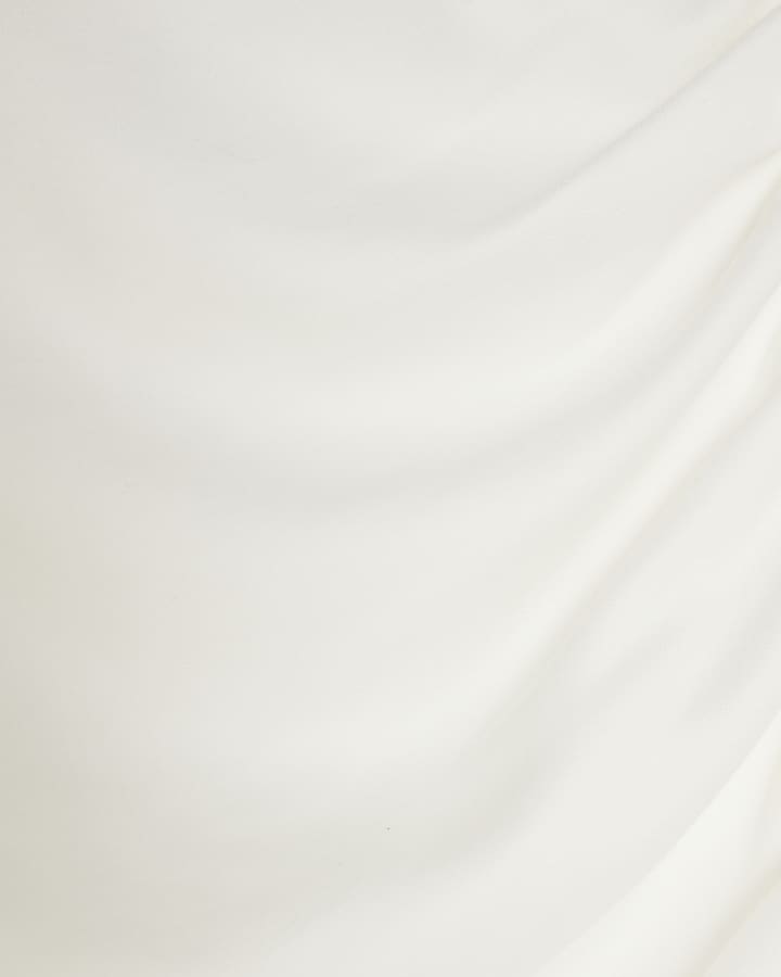 Cream Asymmetric Short Sleeve Drape Top