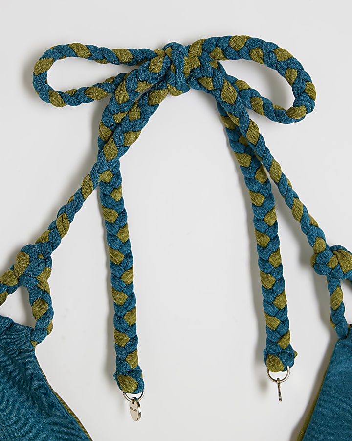 Blue Reversible Plaited Bikini Top