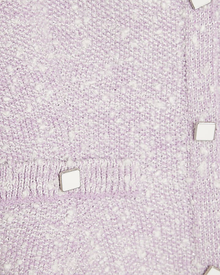 Purple Boucle Cap Sleeve Top