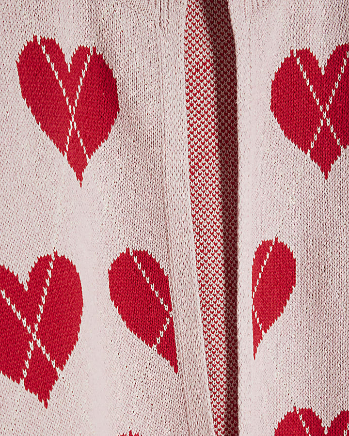 Pink Knitted Heart Cardigan