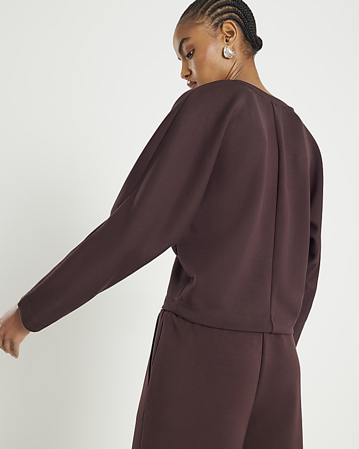 Brown Premium Long Sleeve Batwing Sweatshirt