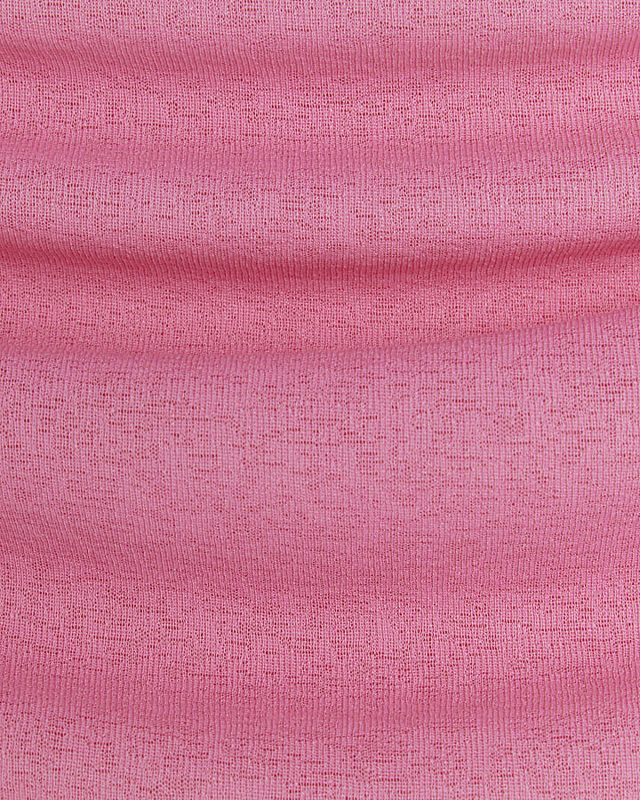 Pink Drape Ruched Shoulder Top