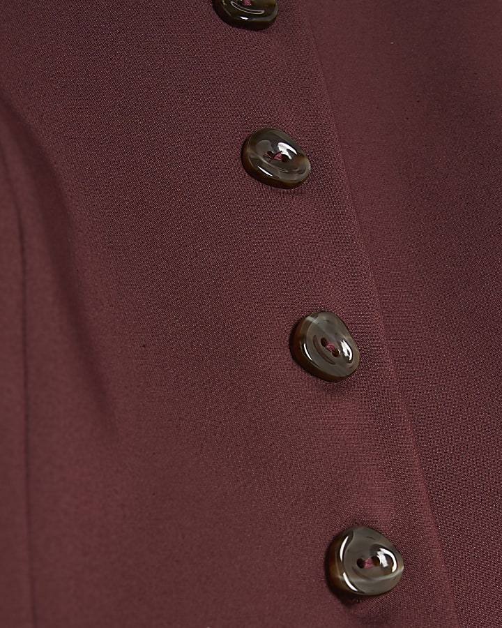 Red Puffed Sleeve Tailored Blazer