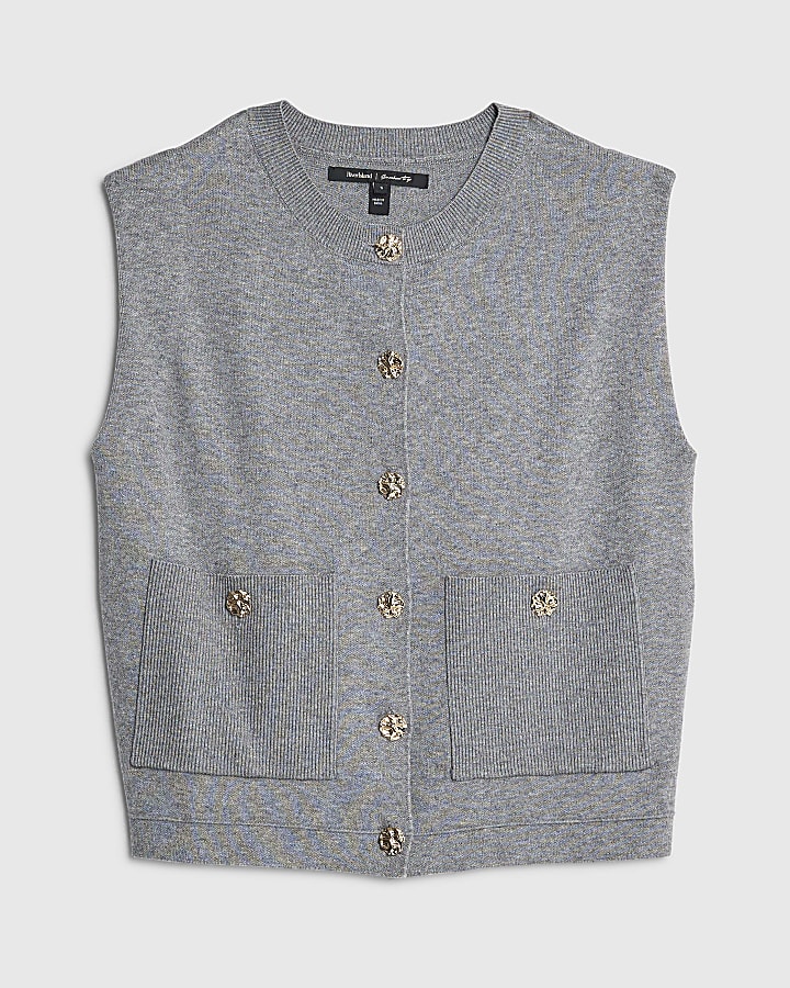Grey Clean Knitted Waistcoat