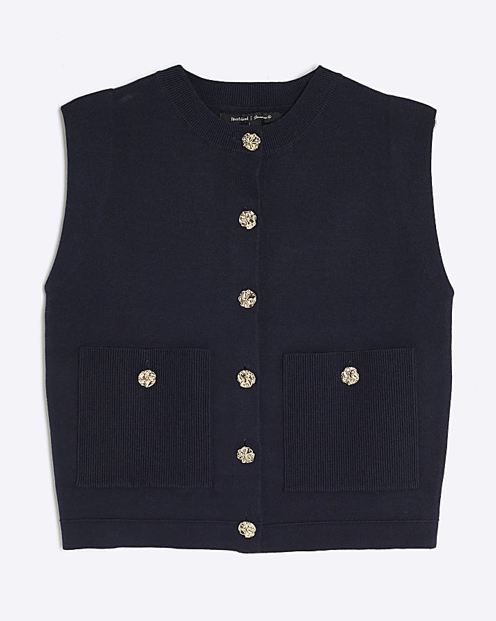 Navy Knitted Waistcoat