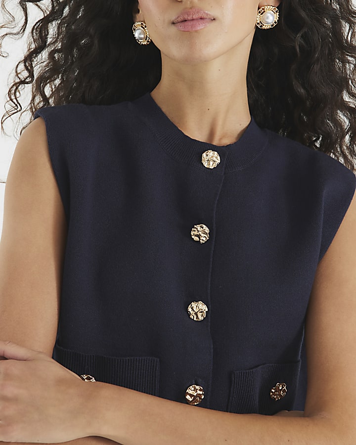 Navy Knitted Waistcoat