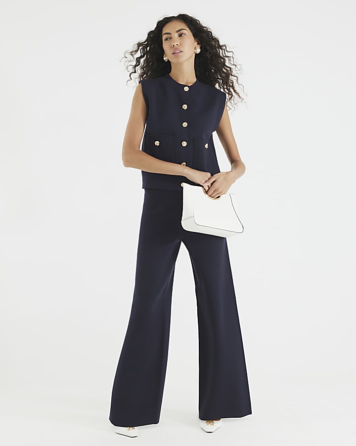 Navy Knitted Waistcoat