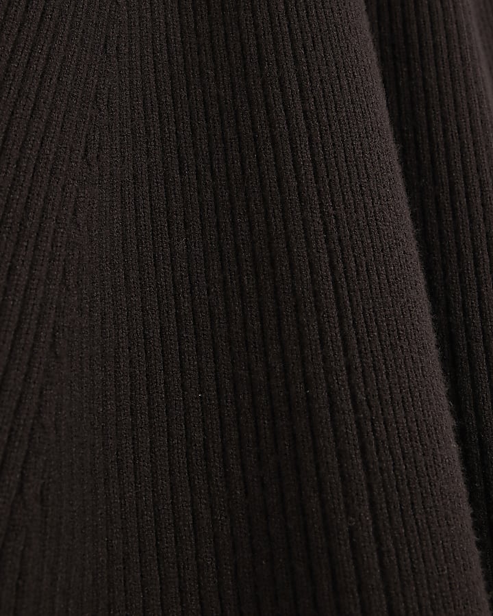 Brown Long Sleeve Knitted Mini Dress