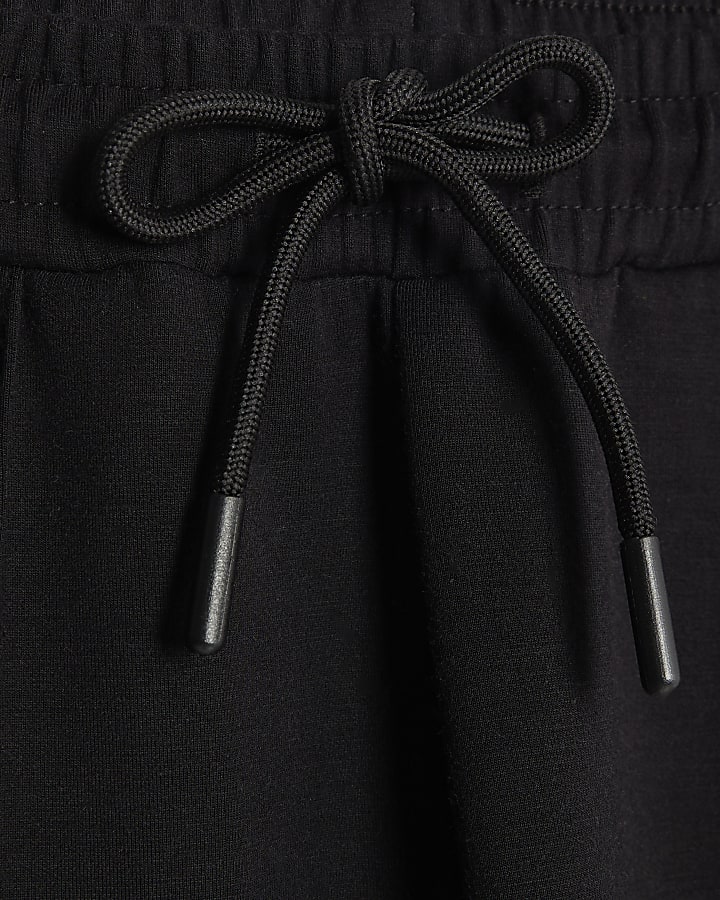 Black Premium Wide Leg Pintuck Joggers