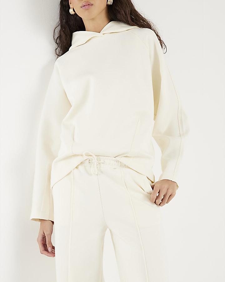 White Premium Wide Leg Pintuck Joggers