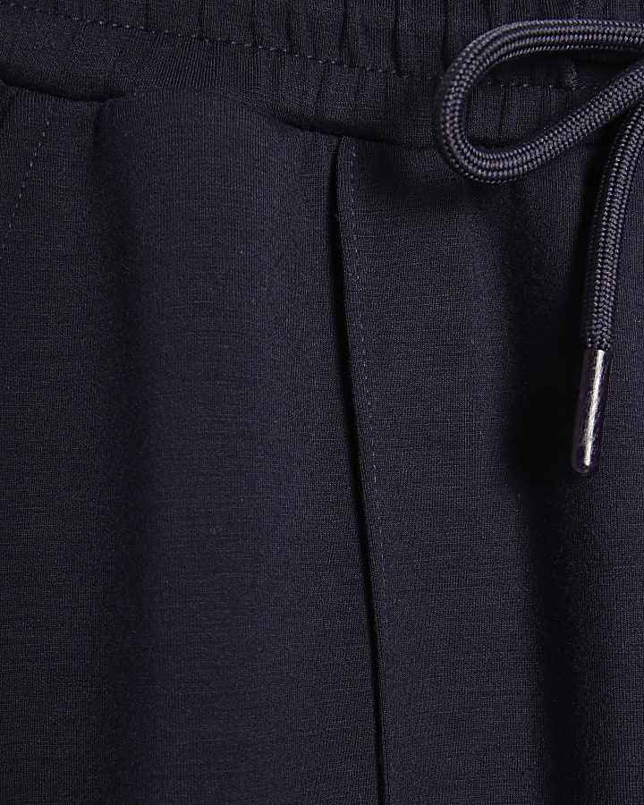 Navy Premium Wide Leg Pintuck Joggers