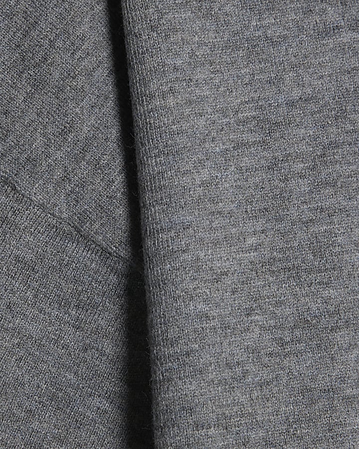 Grey Turn Back Cuff Knitted Top