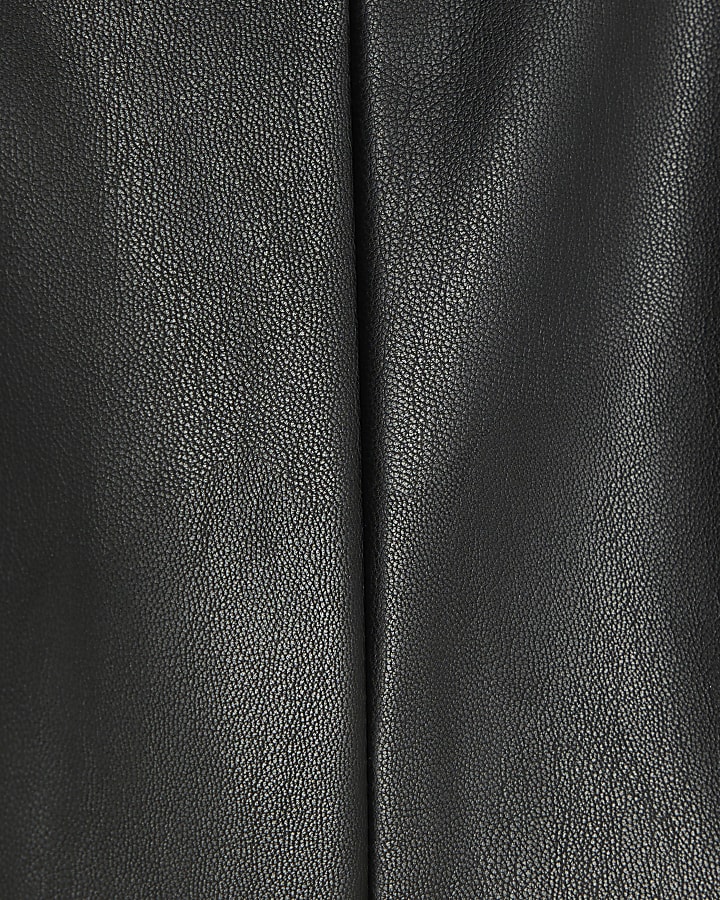 Black Faux Leather High Waist Belted Shorts