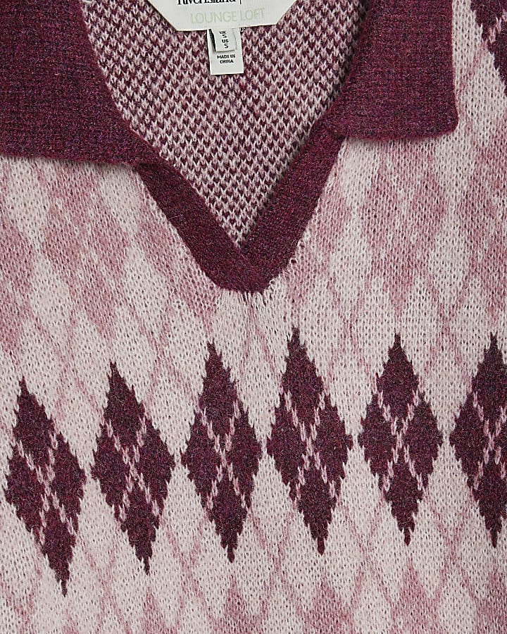 Pink Argyle Knit Jumper