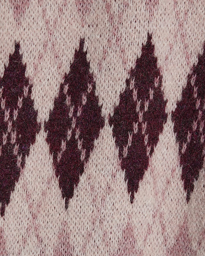 Pink Argyle Knit Trousers