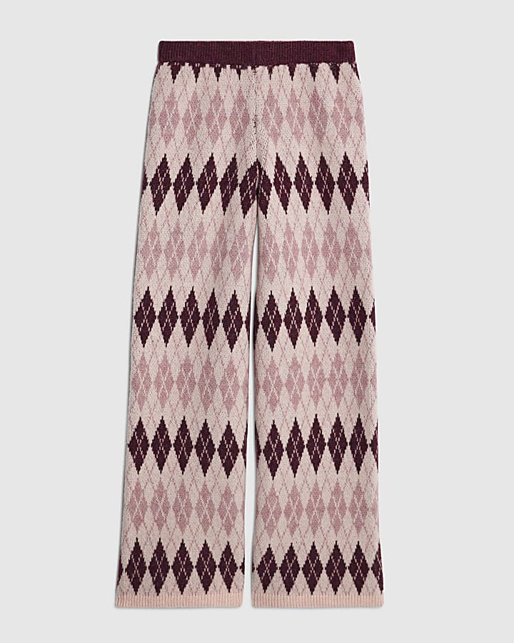 Pink Argyle Knit Trousers