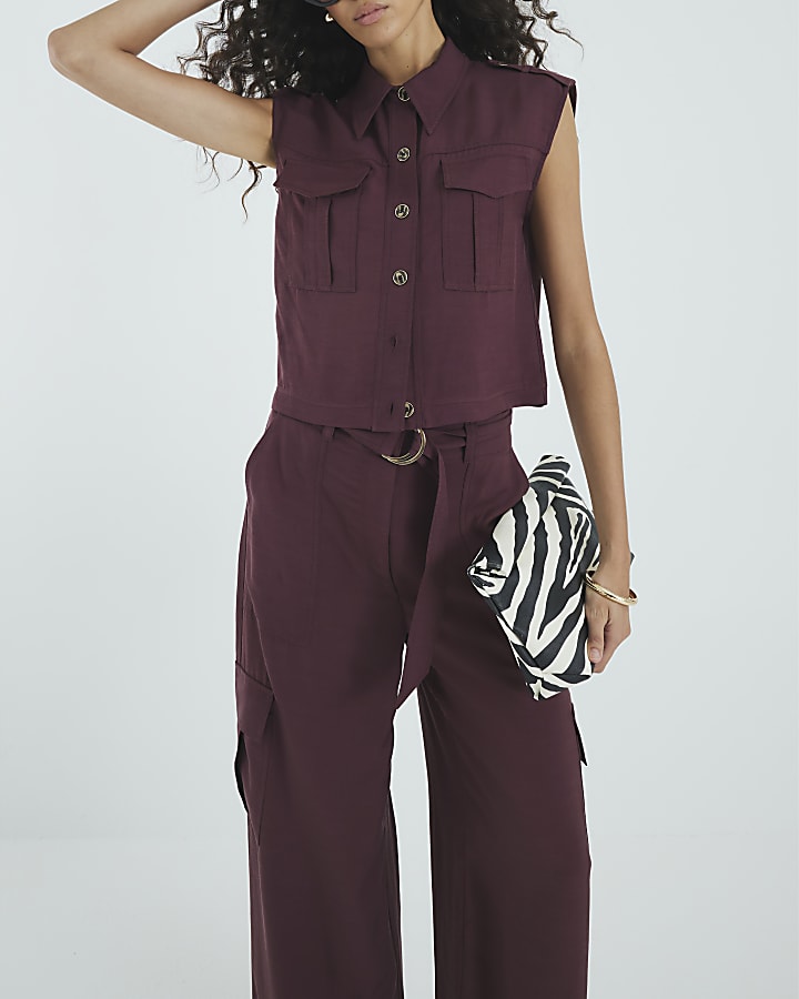 Purple Premium Belted Utility Trousers