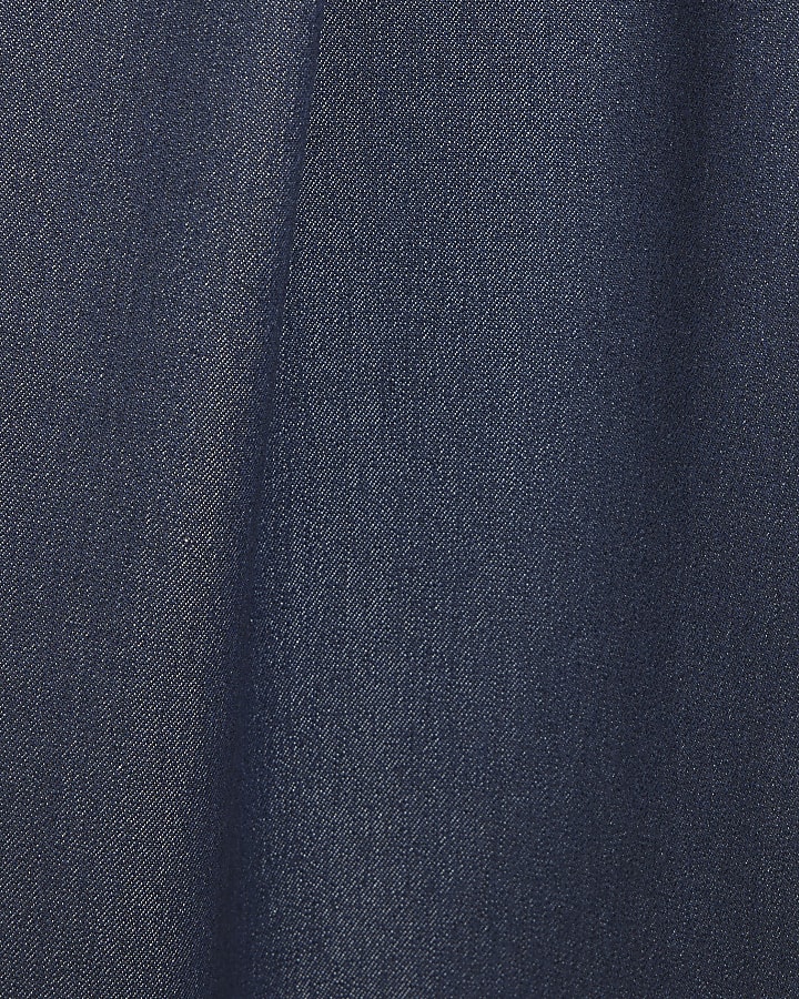 Blue Denim High Waisted Wide Leg Trousers