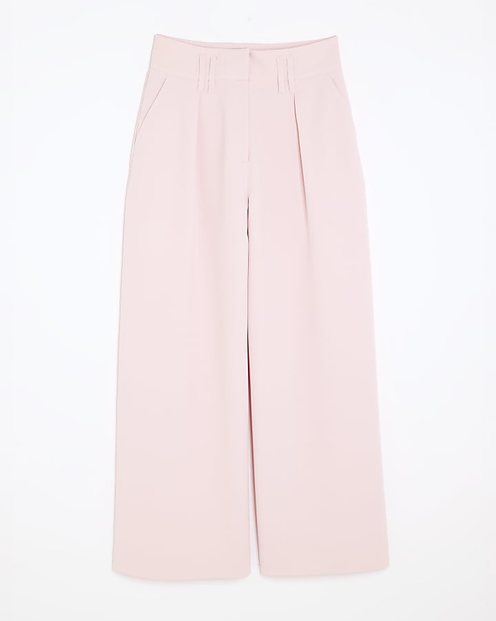 Pink High Waisted Wide Leg Trousers