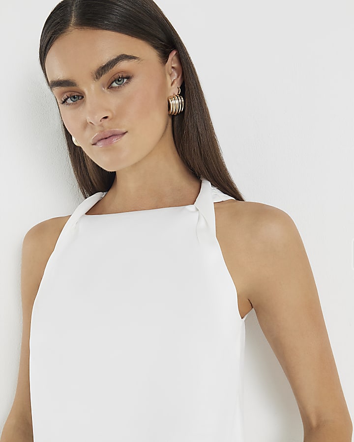 Cream Twist Strap Tank Top