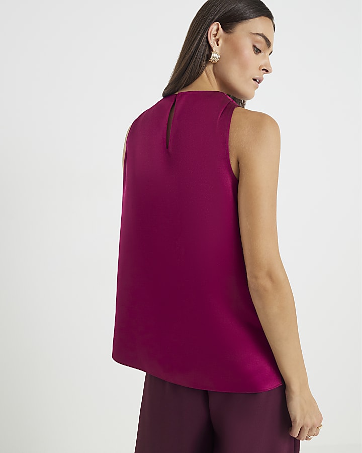 Purple Twist Strap Tank Top