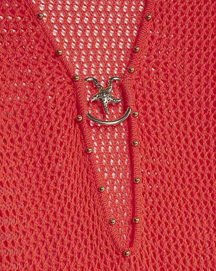 Red Knit Maxi Beach Dress