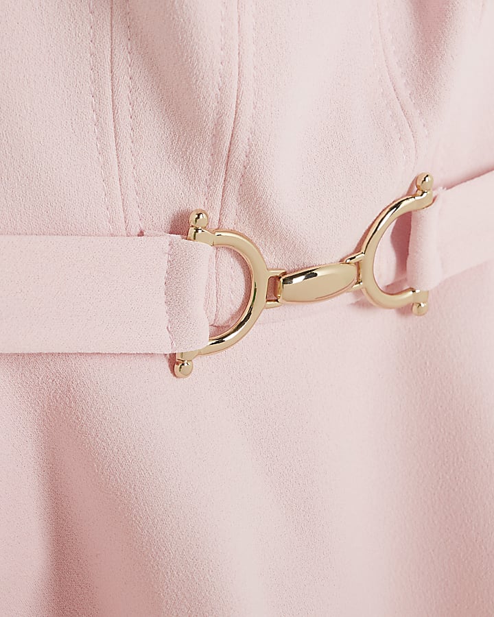Pink Sleeveless Belted Peplum Top