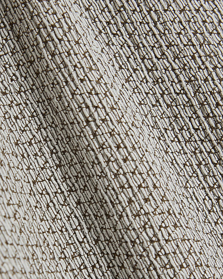 White Textured Wide Leg Trousers