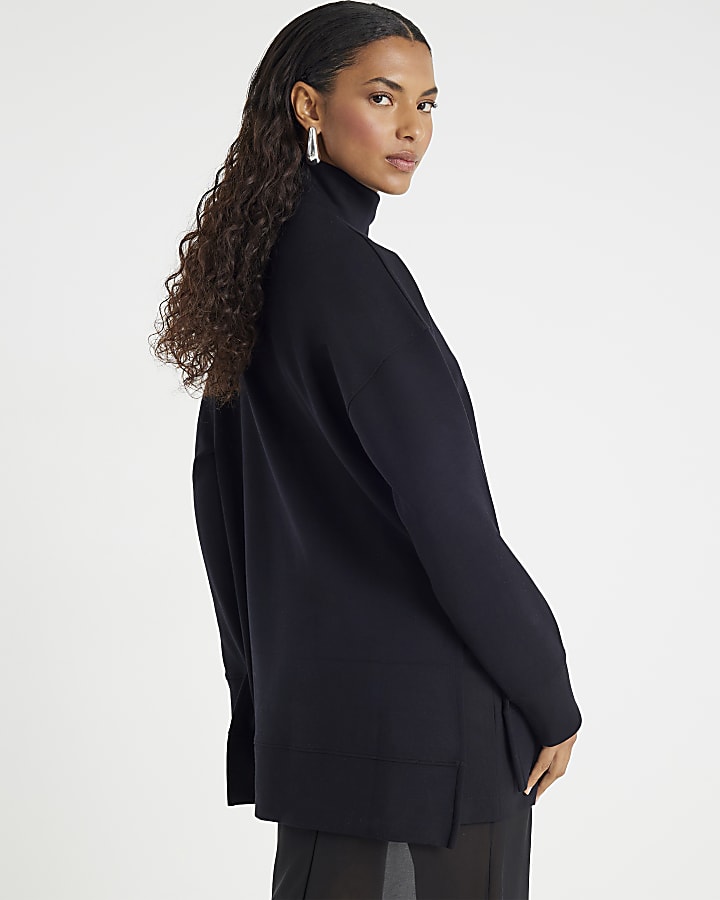 Black Premium High Neck Tunic Top