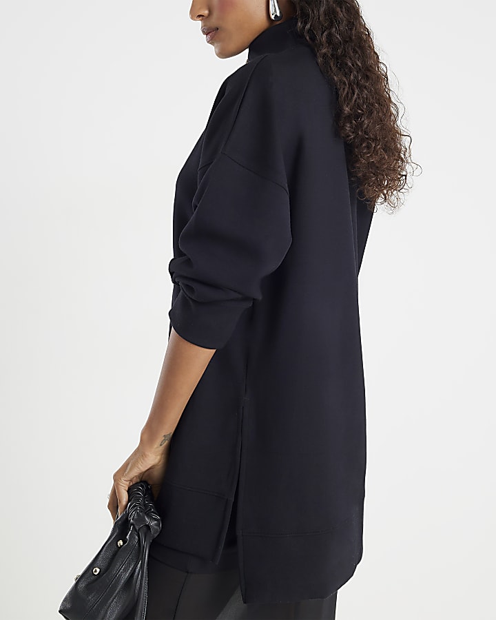 Black Premium High Neck Tunic Top