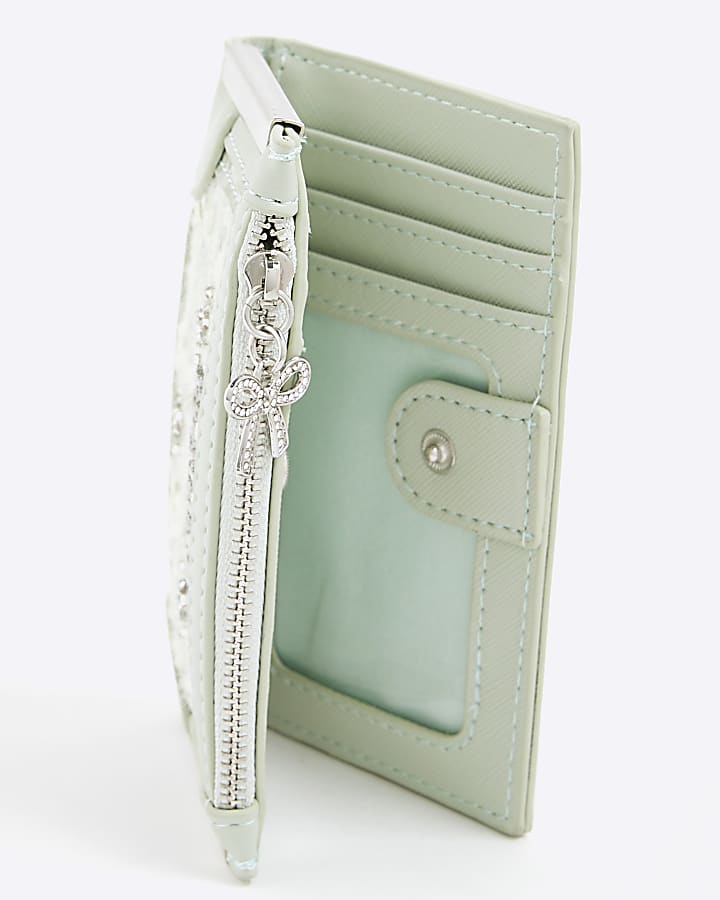 Green Embellished Boucle Mini Purse