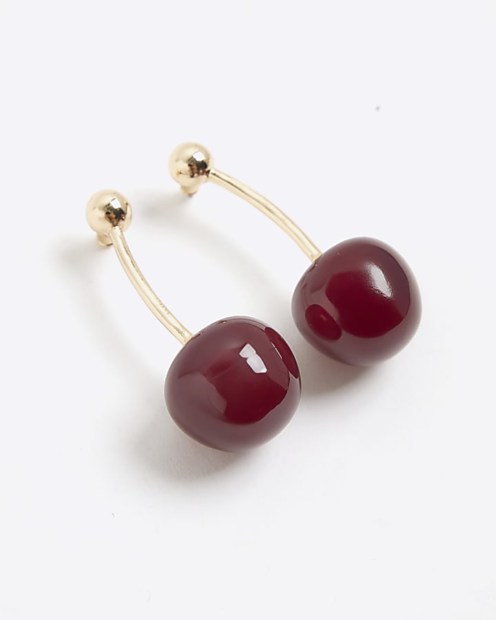 Gold Cherry Drop Earrings