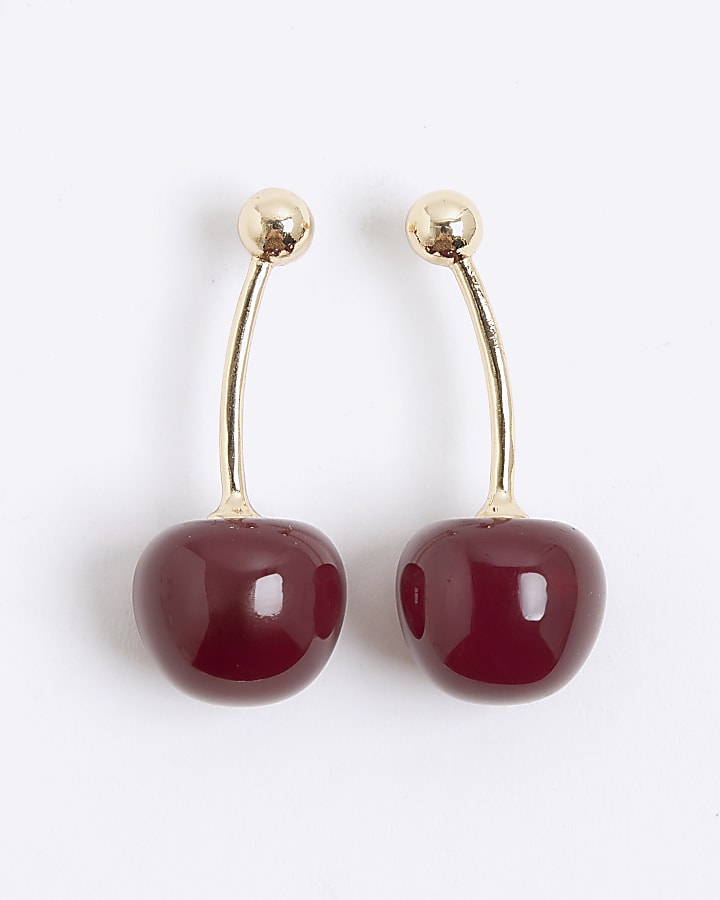 Gold Cherry Drop Earrings