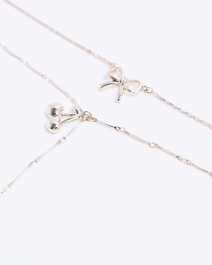 Gold Cherry Lariat Necklace