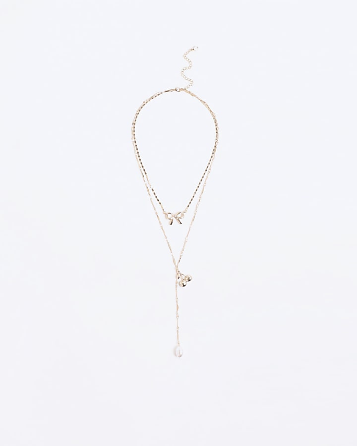 Gold Cherry Lariat Necklace