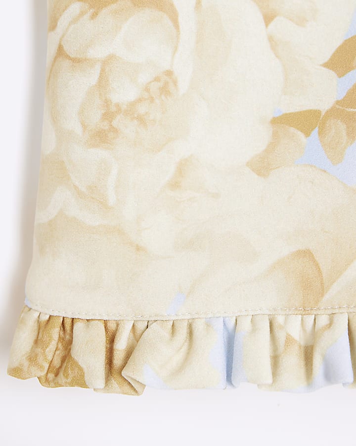 Blue Floral Frill Tailored Shorts