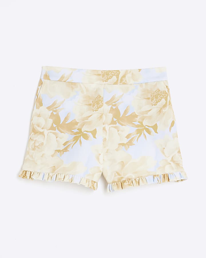Blue Floral Frill Tailored Shorts