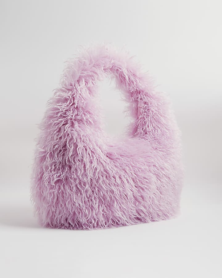Pink Faux Fur Shoulder Bag
