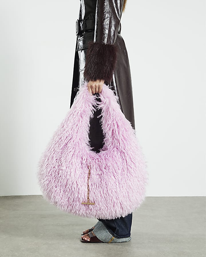 Pink Faux Fur Shoulder Bag