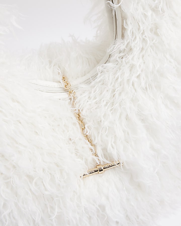 Cream Faux Fur Shoulder Bag