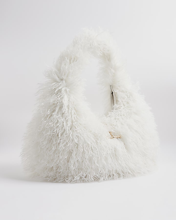 Cream Faux Fur Shoulder Bag