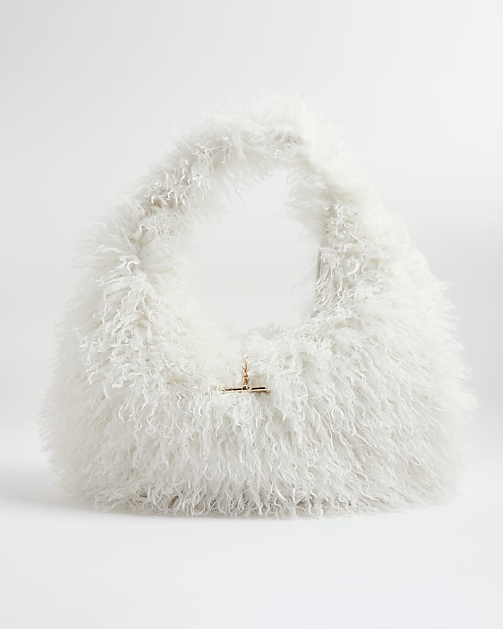 Cream Faux Fur Shoulder Bag