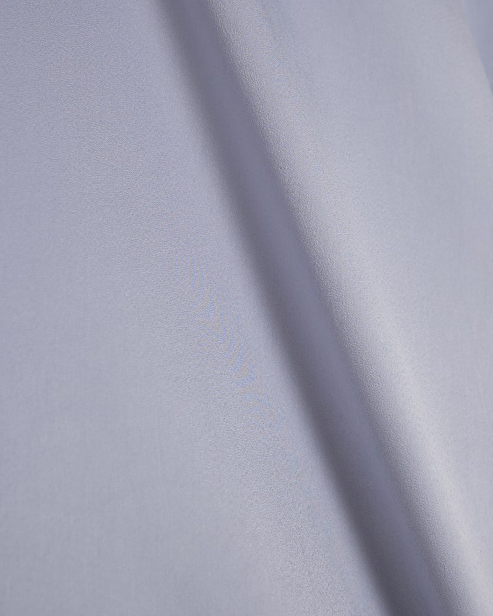 Blue Satin Turn Back Cuff T-Shirt